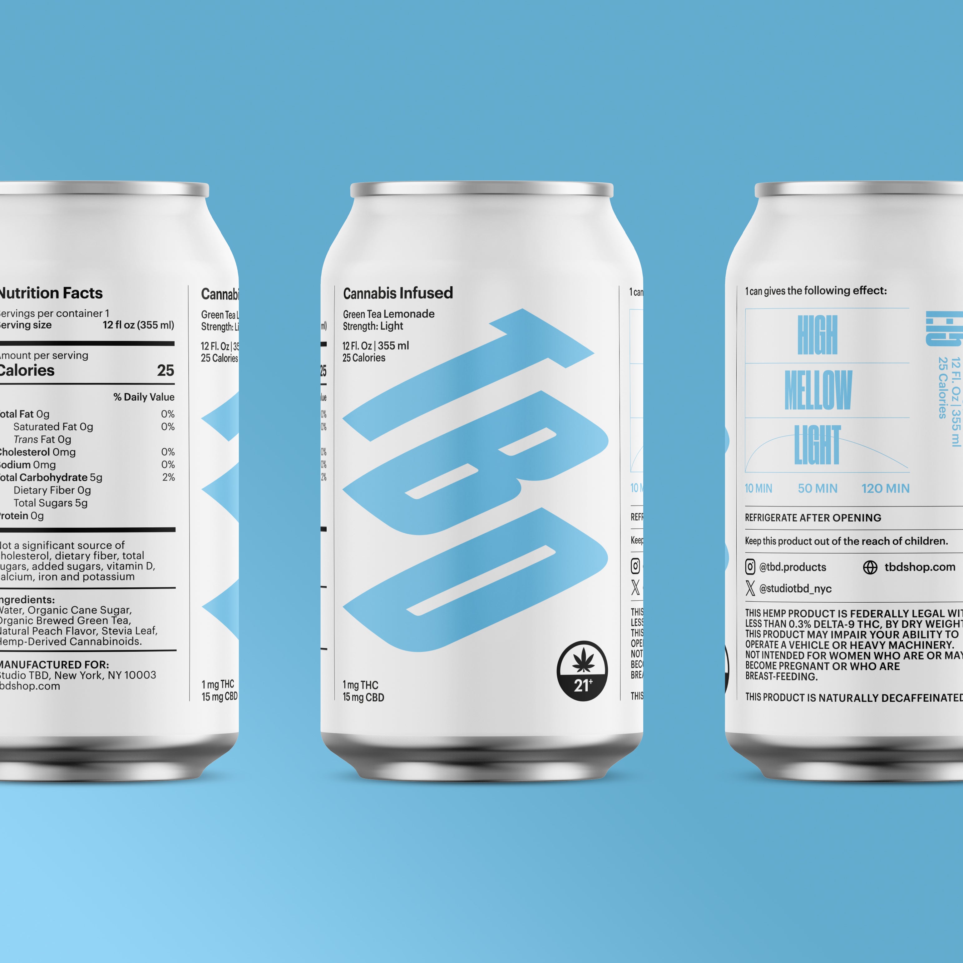 THC Infused Green Tea Lemonade Light 1:15 (12-pack)